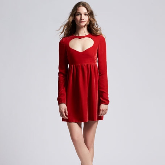 Chloé red crush velvet mini dress with heart cutout - Picture 1 of 10